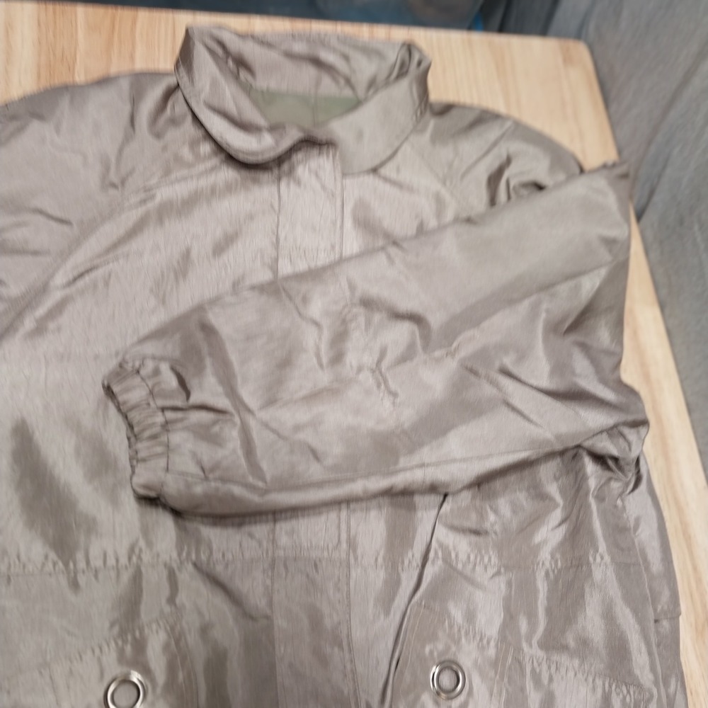 Braetan Taupe Windbreaker Jacket Snap Front Shimmer Coat Medium Women